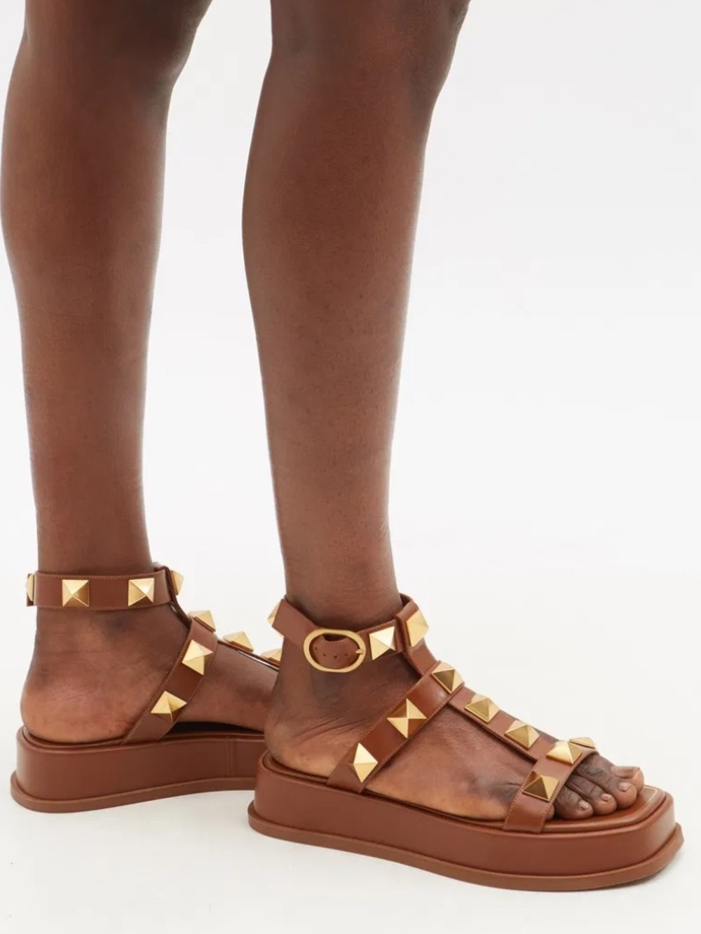 Valentino Leather Roman Stud Sandals, Pre-Owned, US 7, IT 37, S90